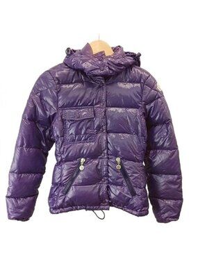 Moncler Down Jacket Berengere Hoodie Patch Pocket Purple Long Sleeve Logo 0